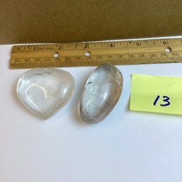 LOT 13, Rocks/crystals, 2 Pc Clear Quartz, Heart, Crystal Clear