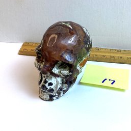 LOT 17, Rocks/crystals, Carved Money Agate Skull, 3 Inch