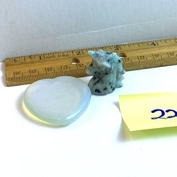 LOT 22, Rocks/crystals, 2 Pc., Opaline Worry Stone, Kiwi Jasper Unicorn