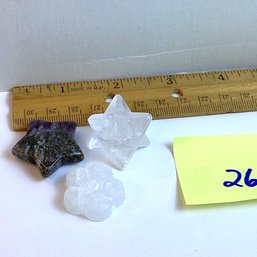 LOT 26, Rocks/crystals, 3 Pc., Moss Agate Star, Quartz Macabre, Selenite Flower