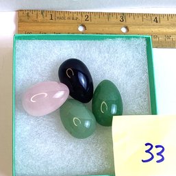 LOT 33, Rocks/crystals, Mini Eggs, R. Quartz, Gr. Aventurine, Obsidian