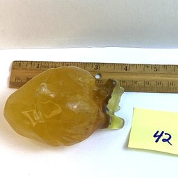LOT 42, Rocks/crystals, Carved Yellow Fluorite Anatomical Heart, 4 Inch