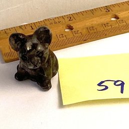 LOT 59, Rocks/crystals, Carved Larvakite French Bulldog