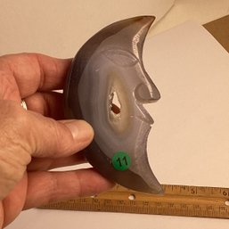 LOT 111, Rocks/crystals, Carved Moon, Orca Agate With Natural Druzy