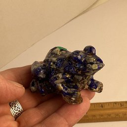LOT 114, Rocks/crystals, Frog, Resin With Natural Crystal Chips, Lapis