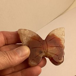 LOT 119,, Rocks/crystals, Carved Carnelian Butterfly With Natural Crystal Druzy