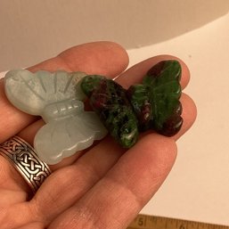 LOT 137, Rocks/crystals, 2 Pc., Butterflies, Garnet, Green Aventurine
