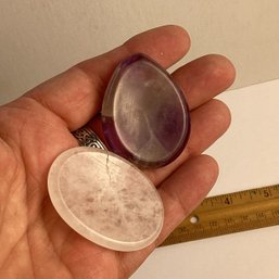 LOT 157, Rocks/crystals, 2 Pc., Worry Stones, Amethyst And Quartz