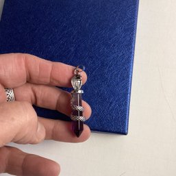 Natural Stone Pendant, LOT 2, Cobra W/ Amethyst Point., Incl. Black Cord