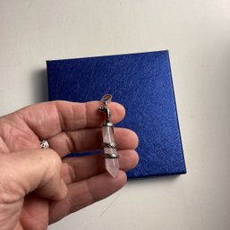 Natural Stone Pendant, LOT 3, Cobra W/ Rose Quartz Point, W/ Black Cord
