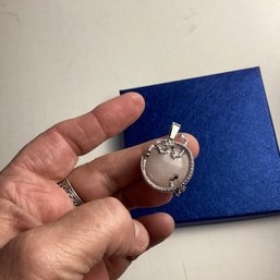 Natural Stone Pendant, LOT 6, Dragon With Rose Quartz, W/ Black Cord