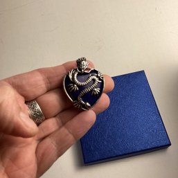 Natural Stone Pendant, LOT 8, Large Dragon W/ Lapis Lazuli, W/ Black Cord
