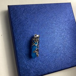 Natural Stone Pendant, LOT 11, Dragon W/ Blue Aventurine Point, W/ Black Cord