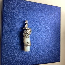 Natural Stone Pendant, LOT 12, Phoenix W/ White Opaline Cylinder, W/ White Cord