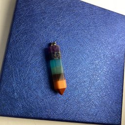 Natural Stone Pendant, LOT 15, Chakra Stone Point W/ 18k Gold Plated Bail, W/ Black Cord