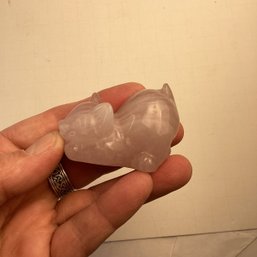 Carved Rose Quartz Playing Kitten, 2 Inch