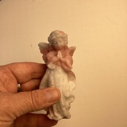 Natural Stone Carving, Angel, Pink/white  Rough Jade