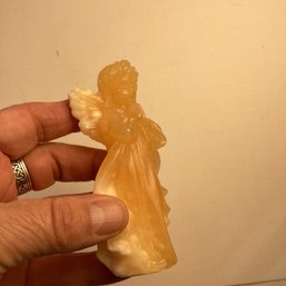 Natural Stone Carving, Angel, Honey Calcite, 4 Inch