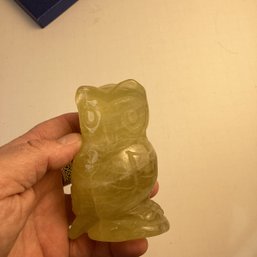 Natural Stone Carving, Solid Yellow Citrine Owl, 4 Inch