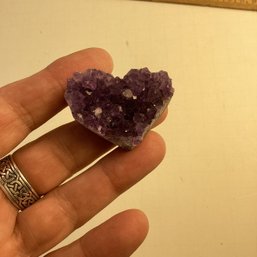 Natural Stone Amethyst Crystal Heart, 1.75 Inch