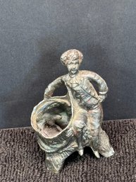 Vintage Knopp Metal Sculpture, Boy With Open Sack