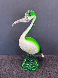 Vintage Solid Art Glass Bird Sculpture, Murano, 10 In
