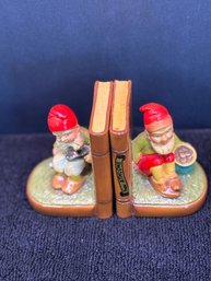 Vintage Ceramic Gnome Bookends, 5 In