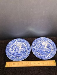 Vintage Blue Transfer Ware Small Plates, Copeland Spode Italian