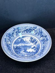 Vintage Blue Transfer Ware Serving Bowl, Johnson Bros Historic America