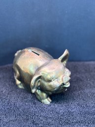 Vintage Brass Piggy Bank, Pig Coin Bank, 5 In