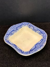 English Blue And White Small Square Dish, Semi China