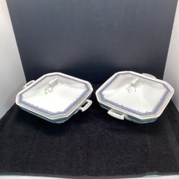 2 Porcelain Covered Casserole Dishes, Vegetable Servers, J & G Meakin, England