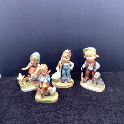 Vintage Japanese Ceramic Figurines, Hummel Style, Royal Crown