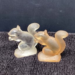2 Vintage Solid Glass Squirrels