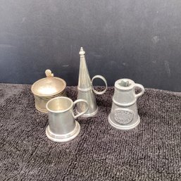 4 Pc Small Silver Toned Items, Box, Candle Snuffers, Etc.