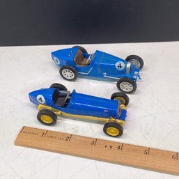 2 Small Blue Race Cars, Matchbox Bugatti, Matchbox Yesteryear