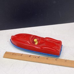 Vintage Plastic Double Sided Toy Boat, Car Combo