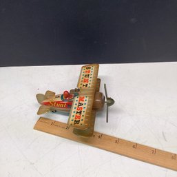 Vintage Wind Up Bi Plane Toy, Works Great, Russ