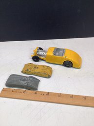 3 Vintage Die Cast Toy Cars, (2 Buddee Land Speed Cars), Large Tootsie Toy