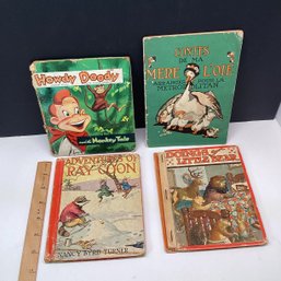4 Childrens Books, Ray Coon, Doings Of A Little Bear, Howdy Doody, Etc.