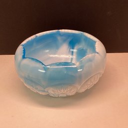 Vintage Blue And White Slag Glass Bowl, EAPG