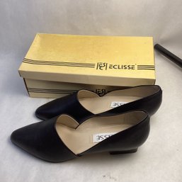 1980s Eclisse (Brazil), Black Leather Pumps, New In Box, Size 9m