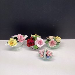 Large Lot Of Porcelain Flower Bouquets (England), Denton, Hurley, Queens Floral