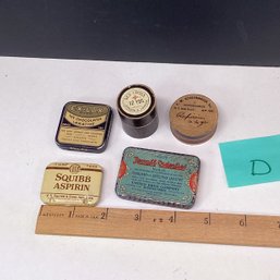 Lot D, Pharmaceutical And Apothecary Lot, Laxative, Aspirin,tins, Etc.