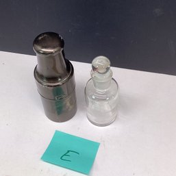 Lot E, Pharmaceutical And Apothecary Lot, Scientific Glass Jar W/ Glass Stopper, Locking Metal Case