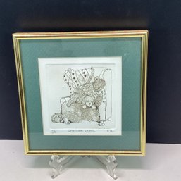 Vintage Signed And Numbered, Framed, Small Print, Grandpa Bear