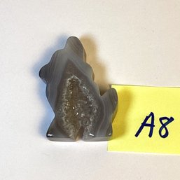 Genuine Carved Stone, Onyx Dog W/ Crystal Druzy, (A8)