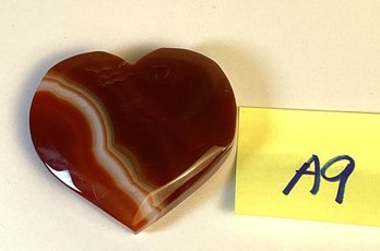 Genuine Carved Stone, Onyx (sardonyx) Heart, (A9)
