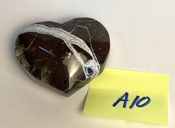 Genuine Carved Stone, Agate (lace Agate) Heart, (A10)