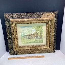 Original Vintage Watercolor Art In Impressive Period Frame, Extra Charge For Shipping